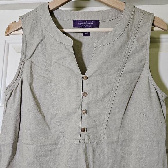 GLORIA VANDERBILT  Women's Sage Green Maggie Tank Top Sleeveless V-Neck Shirt - Picture 2 of 7